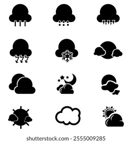 Set Of cloud, rain and weather icon