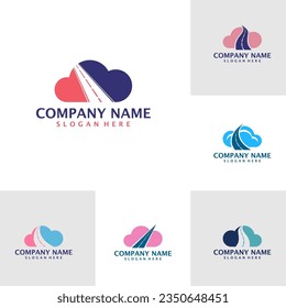 Set of Cloud Road logo design vector. Cloud Road logo design template concept