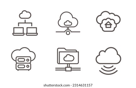 Set of cloud service icons. Cloud computing concept. Vector illustration