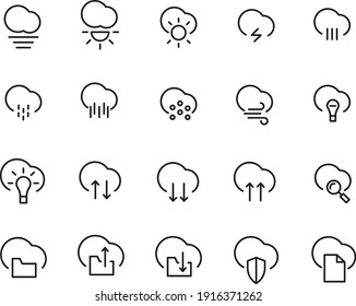 Set-Set mit Cloud-Service und netzbezogen, Wetter-Service-Line-Symbol