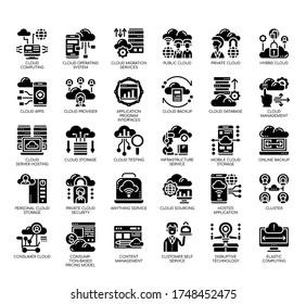 Set of cloud service thin line and pixel perfect icons for any web and app project. 