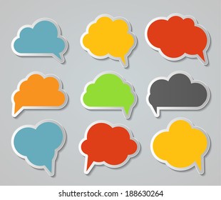 Set of Cloud Shaped Speech Bubbles Vector Illustration