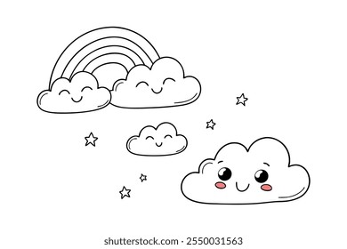 Set of  cloud silhouette vector in a flat design