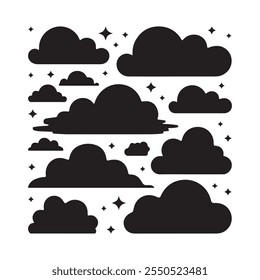 A set of cloud silhouette vector illustration design