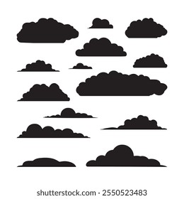 A set of cloud silhouette vector illustration design