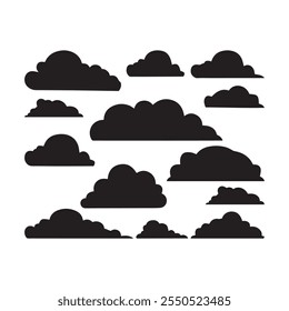 A set of cloud silhouette vector illustration design