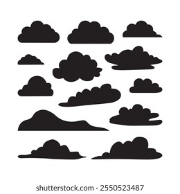 A set of cloud silhouette vector illustration design