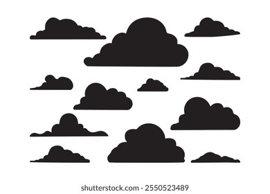 A set of cloud silhouette vector illustration design