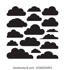 A set of cloud silhouette vector illustration design