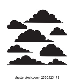 A set of cloud silhouette vector illustration design