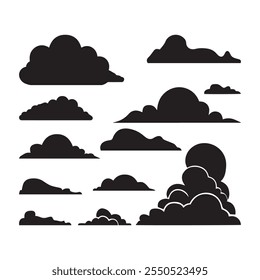 A set of cloud silhouette vector illustration design