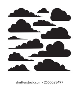 A set of cloud silhouette vector illustration design