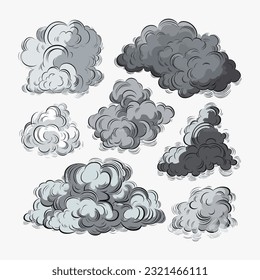 Set of cloud smoke. Vector illustration