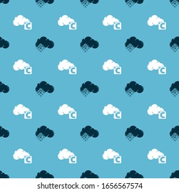 Set Cloud with snow and Celsius and cloud on seamless pattern. Vector