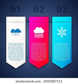 Nube con nieve, niebla y nube y copo de nieve. Plantilla de infografía de negocios. Vector