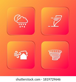 Ponga Nube con nieve, lluvia, luna, tornado, remolino e ícono. Vector.