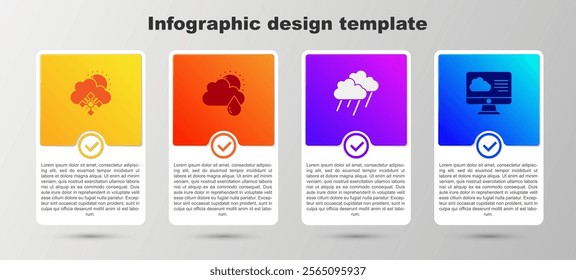 Set Cloud with snow and sun, rain,  and Weather forecast. Business infographic template. Vector