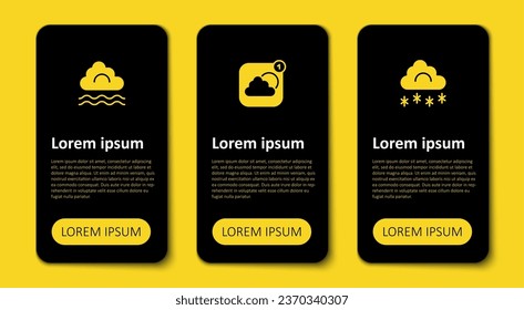 Set Cloud with snow, Weather forecast app and Fog and cloud. Business infographic template. Vector