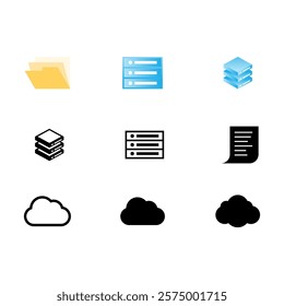 Set of Set of Cloud Storage icon Design Template.