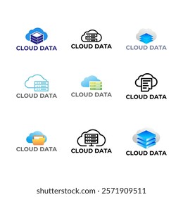 Set of Cloud Storage Logo Design Template.