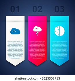 Coloque Nuvem, Tempestade e Eclipse do Sol. Modelo de infográfico comercial. Vetor