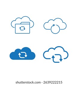 Set of cloud sync icon vector connecting arrows in a circular shape clean closeup for icon or logo