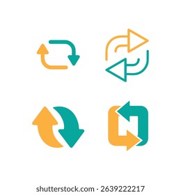 Set of cloud sync icon vector connecting arrows in a circular shape clean closeup for icon or logo
