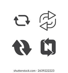 Set of cloud sync icon vector connecting arrows in a circular shape clean closeup for icon or logo