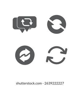Set of cloud sync icon vector connecting arrows in a circular shape clean closeup for icon or logo