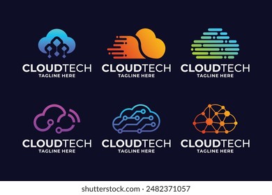 Set of cloud tech logo design innovation