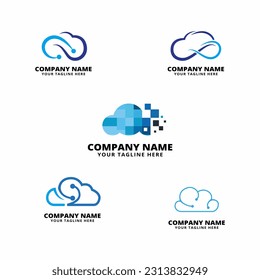 set of cloud tech logo vector icon