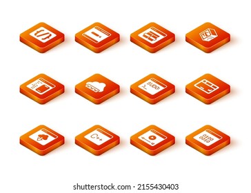 Set Cloud technology data transfer, Software, Web development, Online play video, Code terminal, Binary code and Keyboard icon. Vector