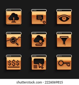 Set Cloud technology data transfer, UI or UX design, Secure your site with HTTPS, SSL, Browser window, Online shopping on screen, Website stocks market, incognito and upload icon. Vector