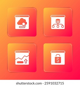 Set Cloud technology data transfer, Server, Data, Financial growth increase and Online shopping on screen icon. Vector