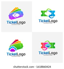 Set of Cloud Ticket Logo Template Design Vector, Emblem, Creative design, Icon symbol concept