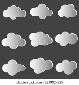 Set of cloud vector . Bundle set cloud