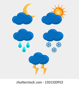 set of cloud vector icon illustration for time and weather concept 