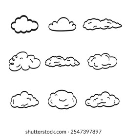 Set of cloud vector illustration hand drawn
