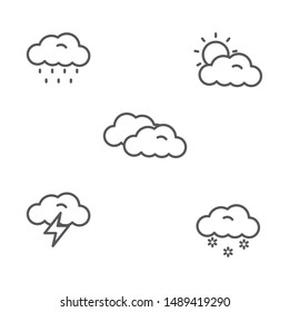 Set of cloud vector illustration with simple line design suitable for icon or doodle