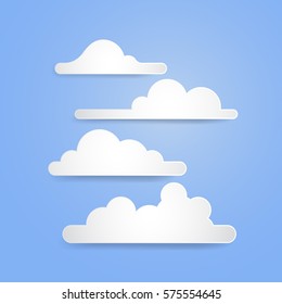 Set of cloud vector illustration using paper cut style