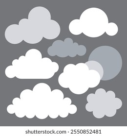 Set of Cloud Vector Illustrations in Different Shapes.