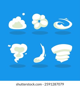 a set of cloud and wind icon object design