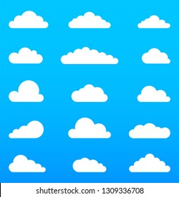 Set of clouds against the sky .In flat style