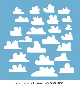 Set Clouds, Beautiful Background. Stylish design with a flat, cartoon poster, flyers, postcards, web banners. holiday mood, airy atmosphere. Isolated Object. Vector illustration.
Форматы 