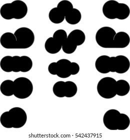 Set clouds- black fill, grey path . Vector eps 10