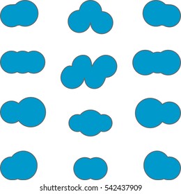 Set clouds- blue fill, grey path . Vector eps 10