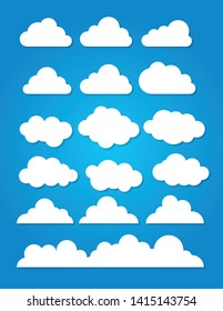 Set of Clouds in a blue sky. Clouds icon collection. Vector clouds for symbols for web & app UI design. 