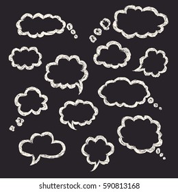 set of clouds of bubbles speech, hand-drawn colored markers