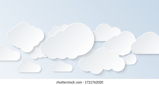 Set of clouds. Cartoon clouds isolated on light background. Vector illustration.