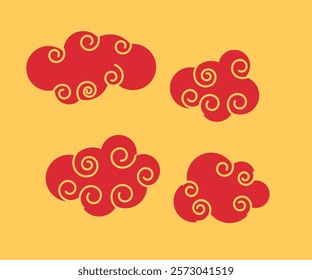 Set Clouds, Chinese vector illustration background element 